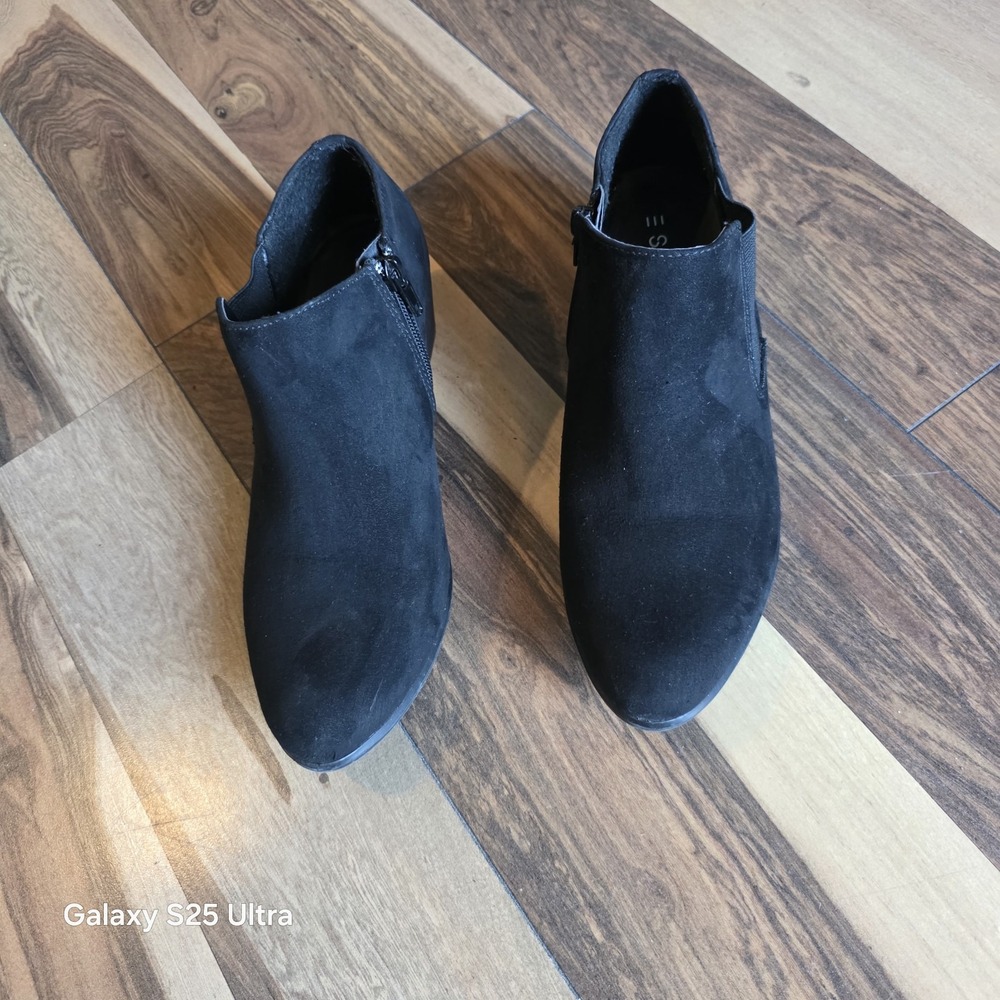 Esprit Black Suede Like Ankle Boots Black Womens 6.5M